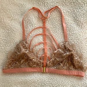 Pink and nude Lace Bralette opens in front